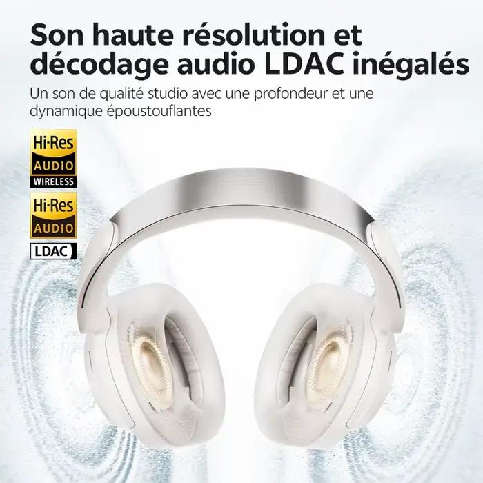 Casque sans fil QCY H3S ANC avec suppression de bruit 56dB, audio spatial 3D haute résolution, LDAC, Bluetooth 6.0 pour Internet Bar, jeu vidéo, téléphone mobile, bureau et étude