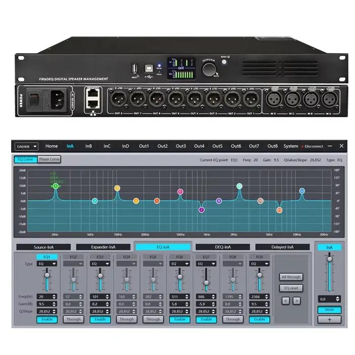 Processeur audio numérique professionnel Paulkitson DA48 4 entrées 8 sorties avec FIR 96 kHz ou 192 kHz DSP Système de gestion des haut-parleurs Peut être connecté au logiciel PC Contrôle par WIFI