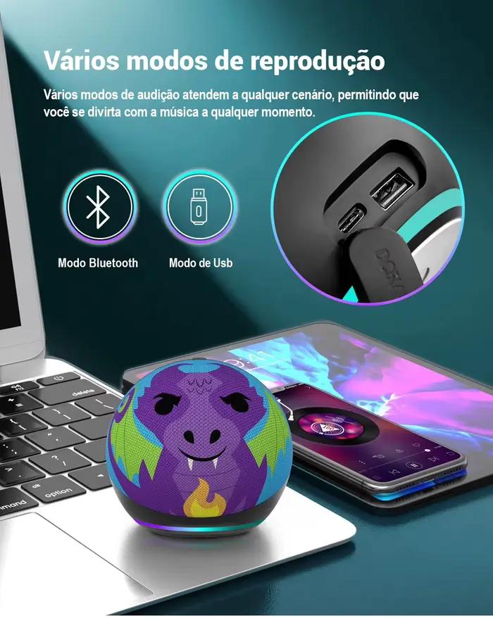 Alaxe haut-parleur Bluetooth sans fil avec lecture sur carte TF invite vocale rvb petit caisson de basses IPX6