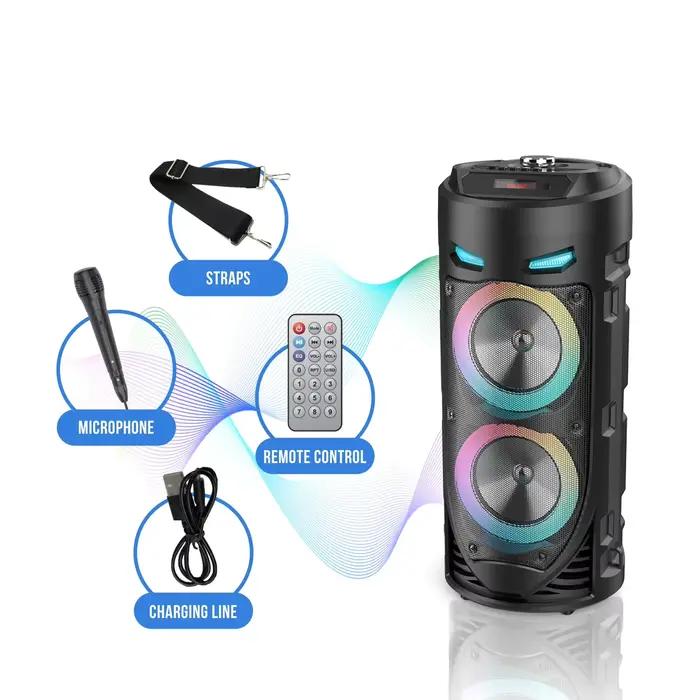 Grand haut-parleur Bluetooth Portable de danse carrée lumière LED colorée caisson de basses sans fil Boombox HiFi pour fêtes de jardin rassemblements de danse carrée soirées KTV