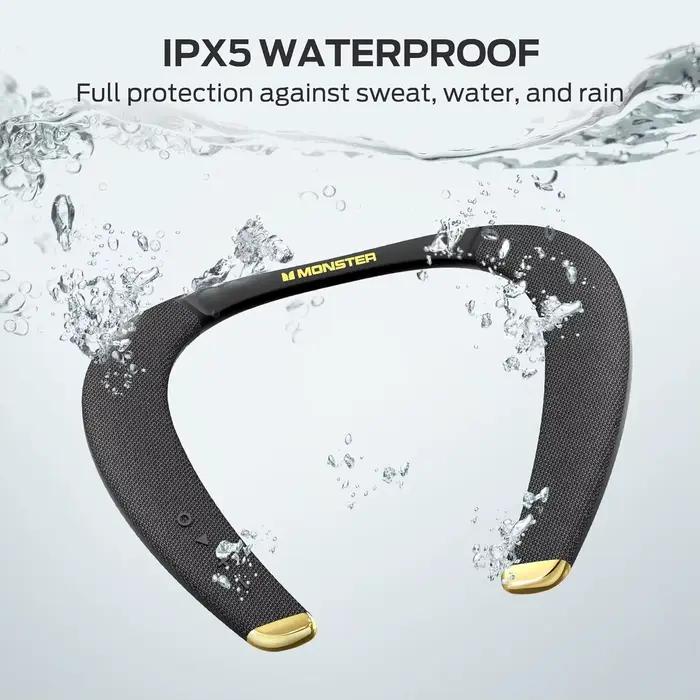Mini-enceinte Bluetooth Monster Boomerang avec technologie apt-X pour musique haute résolution, mode 3D surround, appel mains libres et résistance à l'eau pour usage quotidien et activités en plein air