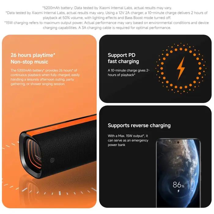 Xiaomi Sound Party 50W qualité sonore puissante Harman AudioEFX TWS mode 26h de lecture prend en charge