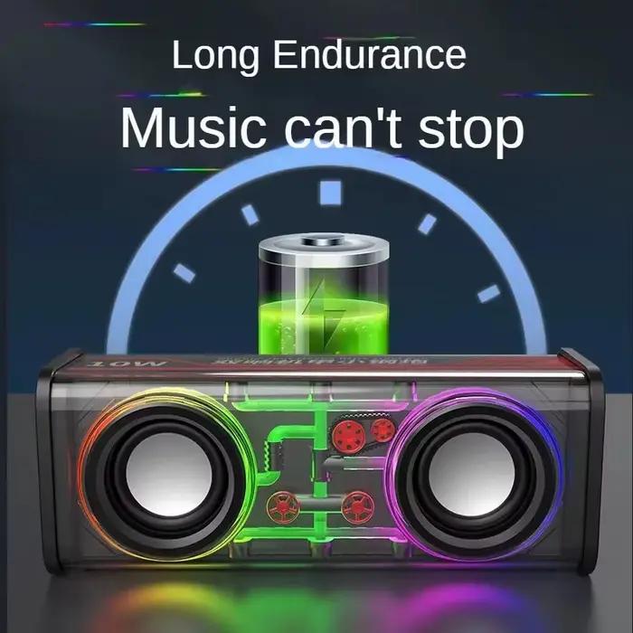 V8 Transparent Mecha haut-parleurs Bluetooth 5.0 sans fil Double basse diaphragme caisson de basses musique TWS RGB lumière Mini haut-parleur de fête