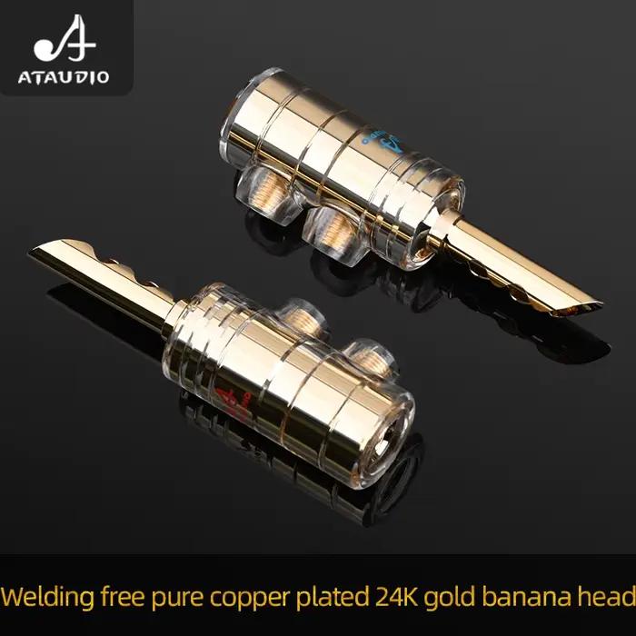 Prise banane HIFI en cuivre pur plaqué or 24K