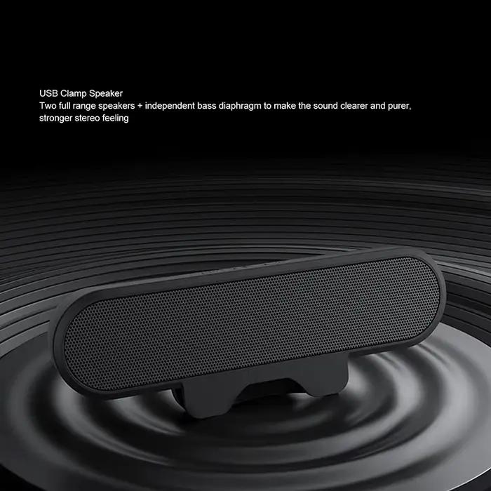 Haut-parleur Clip Soundbar Portable USB Filaire pour Ordinateur TV PC Portable de Bureau Subwoofer Musique Mini Enceinte Colonne Acoustique Noir Haute Résolution Sonore