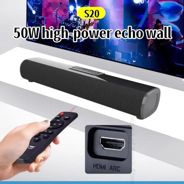 Barre de son TV murale SwYiSm S20 avec télécommande pour son surround, haut-parleurs sans fil, musique Bluetooth et divertissement à la maison