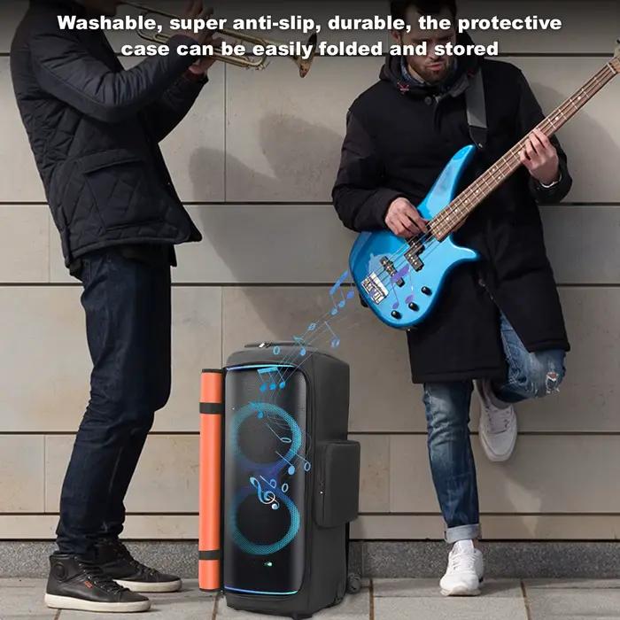 Housse de protection rembourrée en nylon et cuir pour haut-parleur JBL Partybox 520 310 320 710 720 avec compartiments accessoires et fermeture éclair rechargeable