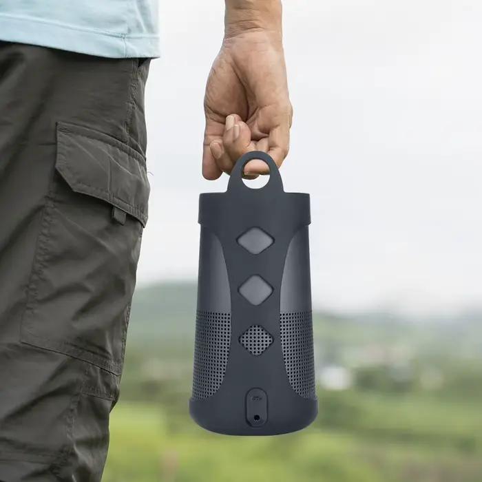 Étui de transport en gel de silice pour Bose SoundLink Revolve/Revolve + I II antidérapant et antichoc avec mousqueton et poignée pour protection ultime de l'enceinte portable