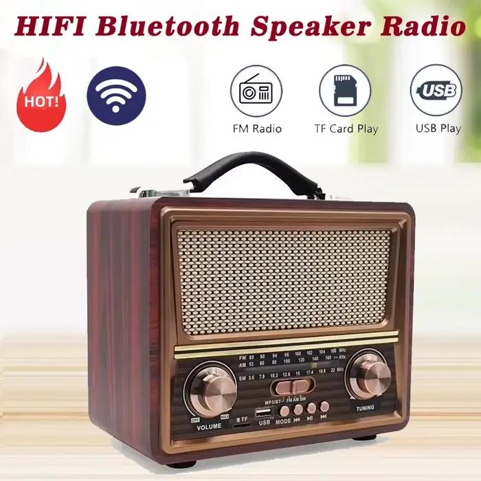 Haut-parleur Bluetooth sans fil stéréo en bois