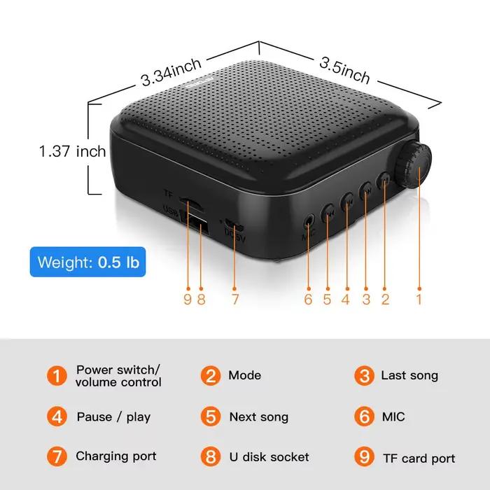 Amplificateur vocal portable multifonctionnel avec contrôle vocal pour présentations claires et puissantes à la maison ou en extérieur occasions spéciales