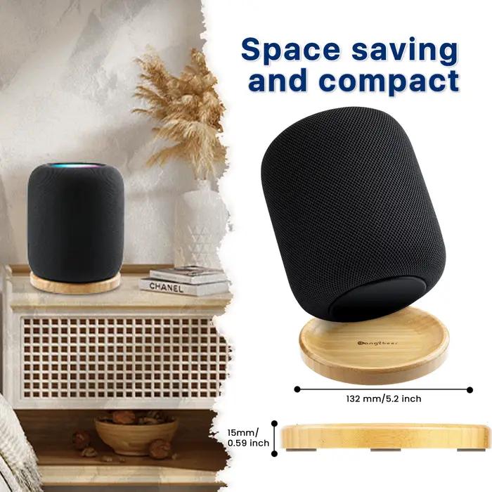 Support en bambou pour Homepod/HomePod 2 avec pieds antidérapants et résistant aux rayures