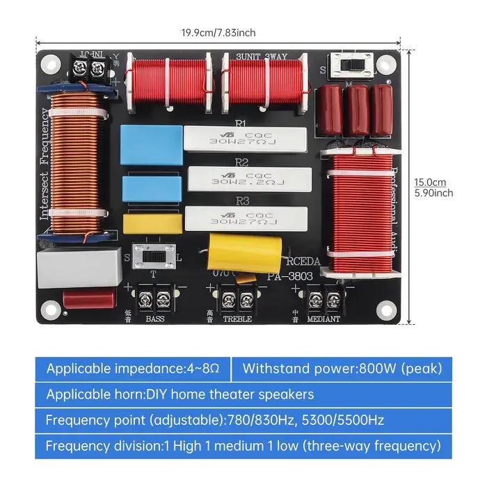 250W/700W/800W 3 voies 4 - 8Ω 3 haut-parleur HiFi haut-parleurs domestiques diviseur de fréquence Audio crépines