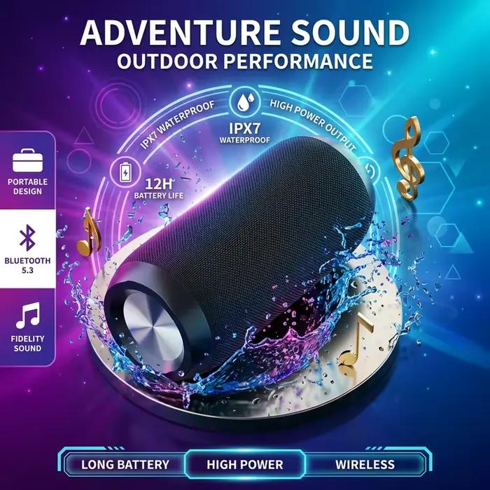 Enceinte Bluetooth KaiAqua avec Basses Puissantes Pour Rassemblements Plein Air Camping Boîte à Son Portable Longue Durée de Vie Batterie