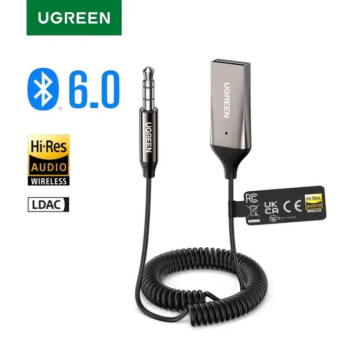 UGREEN-Adaptateur Bluetooth pour Haut-Parleur de Voiture, Sans Fil, USB vers Jack 5.3mm, Audio, Micro, Mains Libres, 3.5 mx