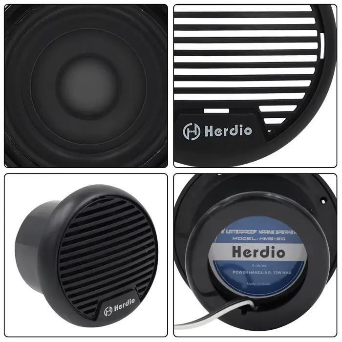 Herdio 3 ''haut-parleurs marins étanches 2 voies système Audio stéréo gamme complète haut-parleur de moto avec puissance maximale 140W pour voiture de bateau