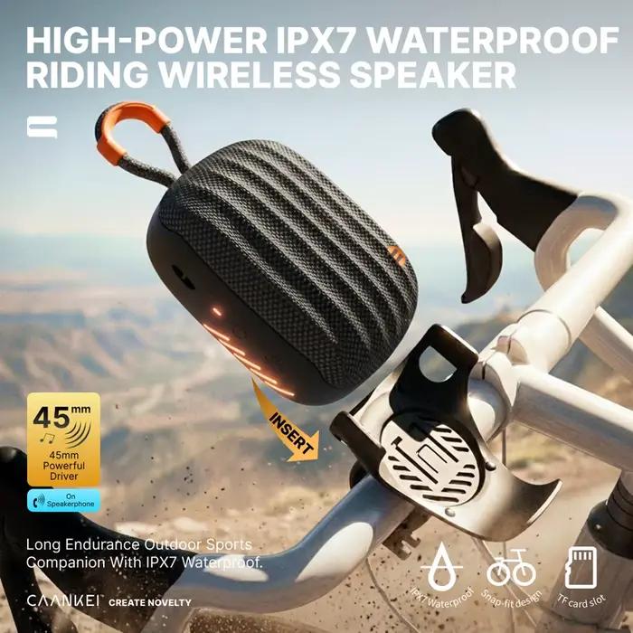 Enceinte Bluetooth Portable Eye4U avec Support Vélo Extérieur, Haut-parleur Sans Fil BT5.3, Micro Intégré, Étanche IPX7, Support TWS/TF/RGB Protection Occasions Extérieures Spéciales