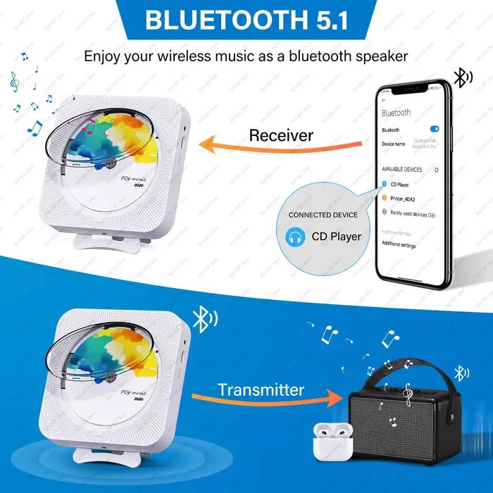 Lecteur CD Portable haut-parleur Bluetooth lecteurs CD stéréo écran LED