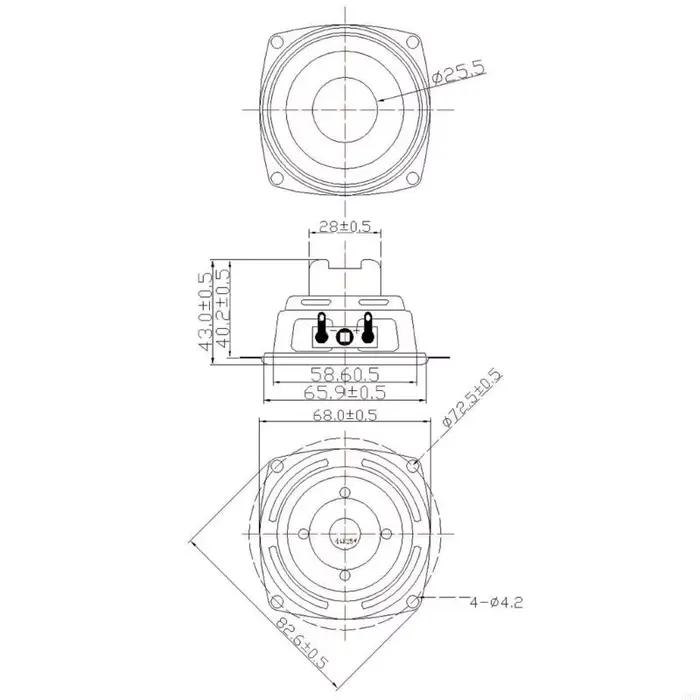 J60a puissant compact 66 mm en haut-parleur magnétique interne 4OHM 25W pour le périphérique multimédias