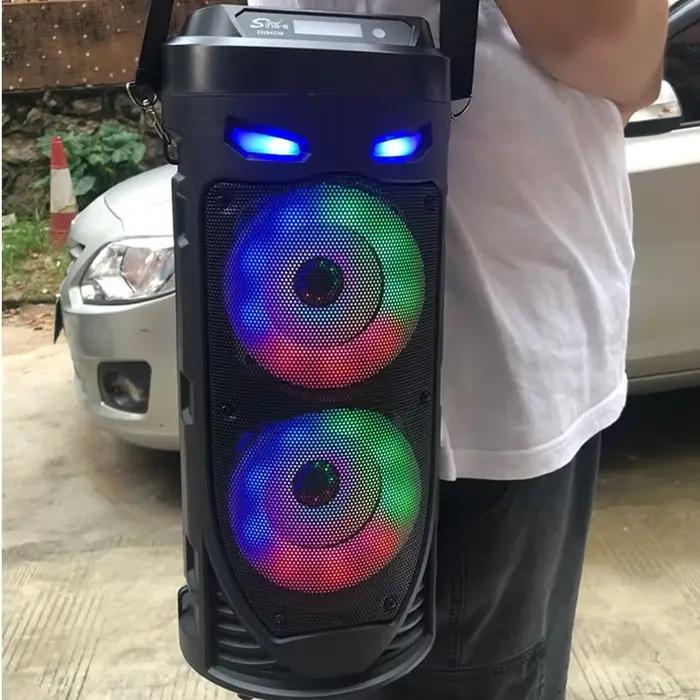 Grand haut-parleur Bluetooth Portable de danse carrée lumière LED colorée caisson de basses sans fil Boombox HiFi pour fêtes de jardin rassemblements de danse carrée soirées KTV