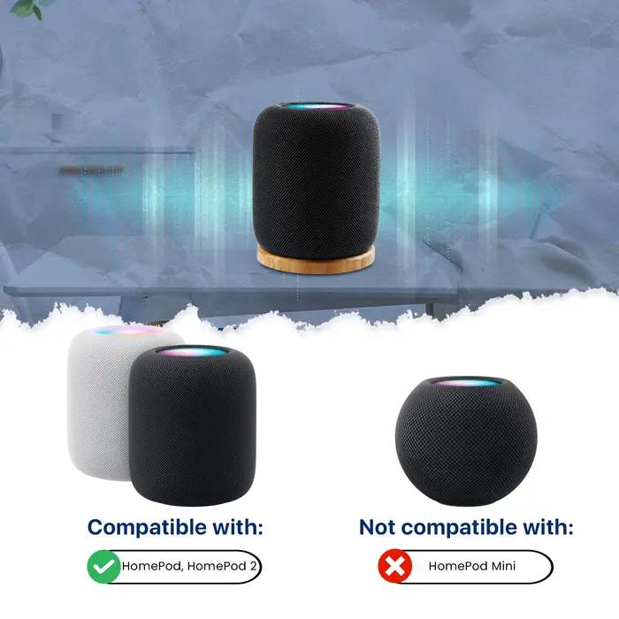 Support en bambou pour Homepod/HomePod 2 avec pieds antidérapants et résistant aux rayures