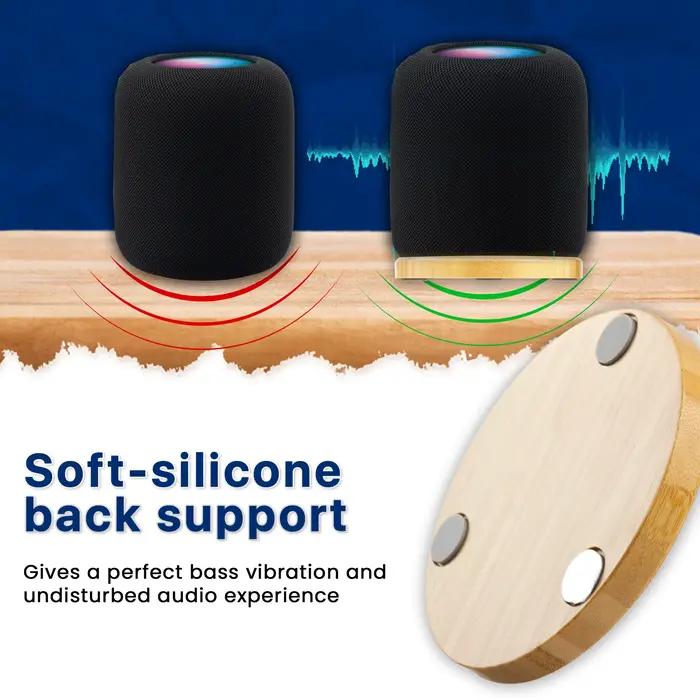 Support en bambou pour Homepod/HomePod 2 avec pieds antidérapants et résistant aux rayures