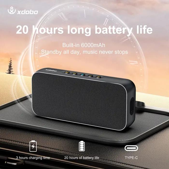 XDOBO Luxe haut-parleur sans fil portable 60 W haut et bas TWS associé à un microphone intégré prenant en charge la carte TF pour les voyages en famille