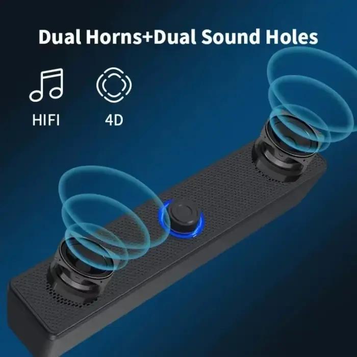 XIKCU barre de son sans fil Bluetooth et PC haut-parleur filaire