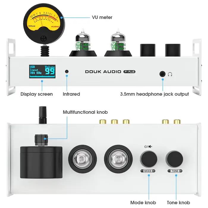 Nobsound P1PLUS récepteur Bluetooth HiFi préamplificateur à Tube sous vide USB DAC lecteur de musique avec sortie casque VU mètre DSD256