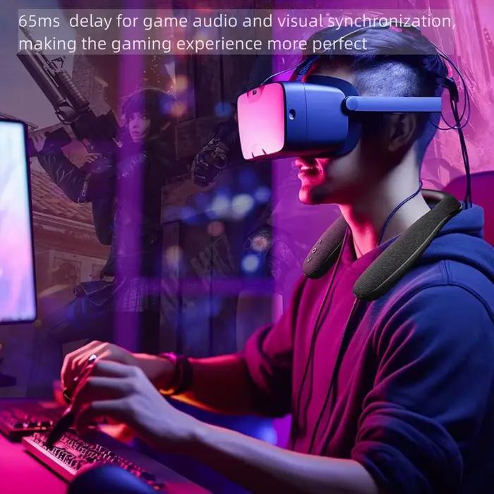 Haut-parleur sans fil à porter autour du cou avec son stéréo 3D à faible latence pour le gaming/TV
