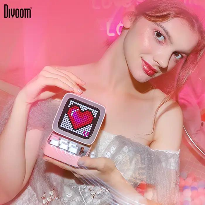 Divoom Ditoo-Pro haut-parleur Mini rétro Pixel Art Bluetooth réveil Portable bricolage panneau d'affichage LED cadeau mignon Vintage ssi 자
