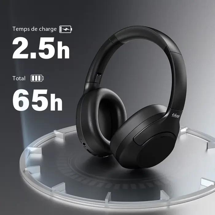 Ecouteurs sans fil Bluetooth FIFINE pour musique, jeux, sport et appel clair avec annulation active du bruit et mode transparence