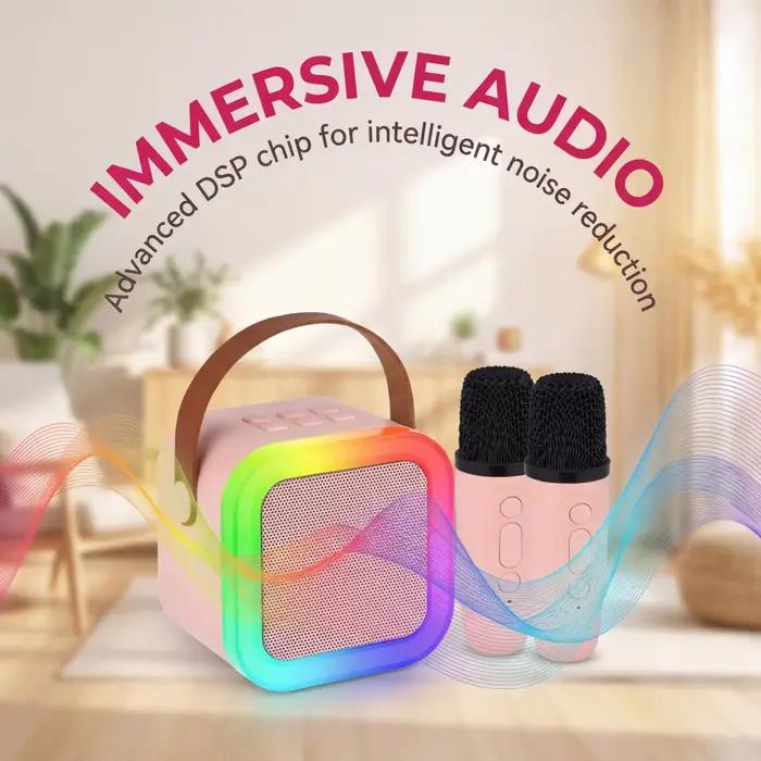 Mini enceinte karaoké Bluetooth 5.0 avec 2 microphones