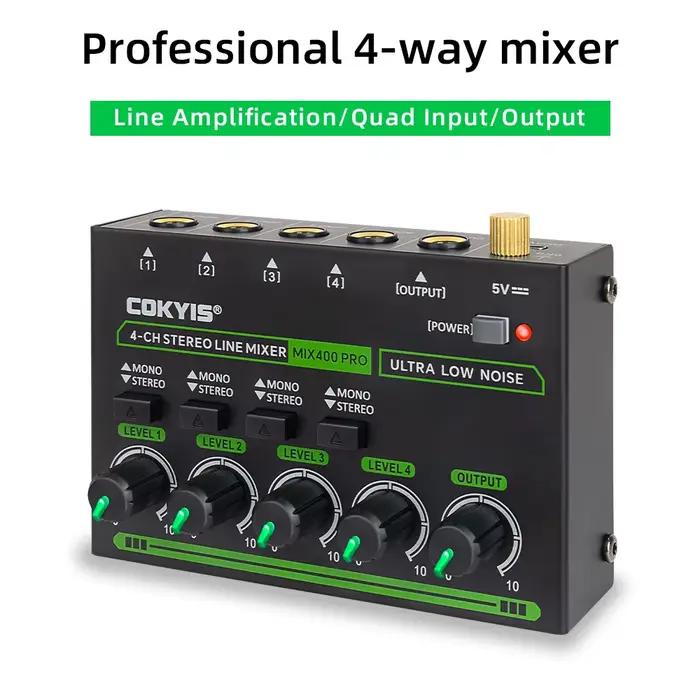 Table de mixage sonore professionnelle Top-Mix400 Pro 4 canaux avec éclairage RGB