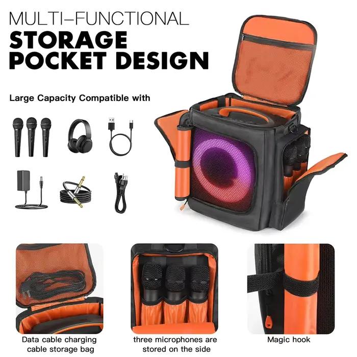 Housse de protection rembourrée en cuir pour haut-parleur JBL Partybox Encore Essential 2 sac de rangement antichoc double face enceinte portable occaions spéciales