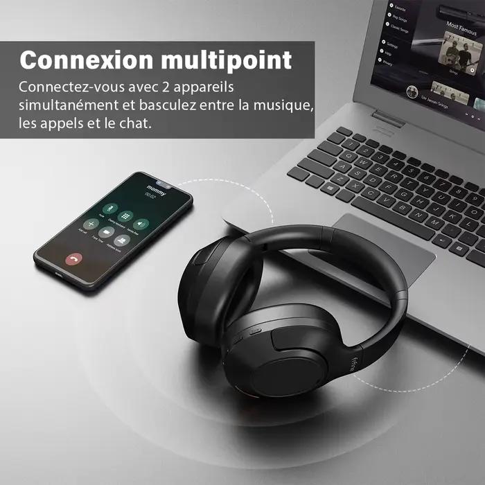 Ecouteurs sans fil Bluetooth FIFINE pour musique, jeux, sport et appel clair avec annulation active du bruit et mode transparence