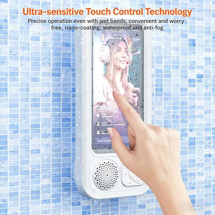 Enceinte Bluetooth étanche pour salle de bain avec support de téléphone tactile intégré