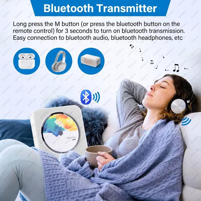 Lecteur CD Portable haut-parleur intégré stéréo avec Double prise casque 3.5mm écran LED