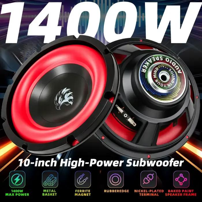 1 pièce Haut-parleur de voiture 10 pouces 1400W