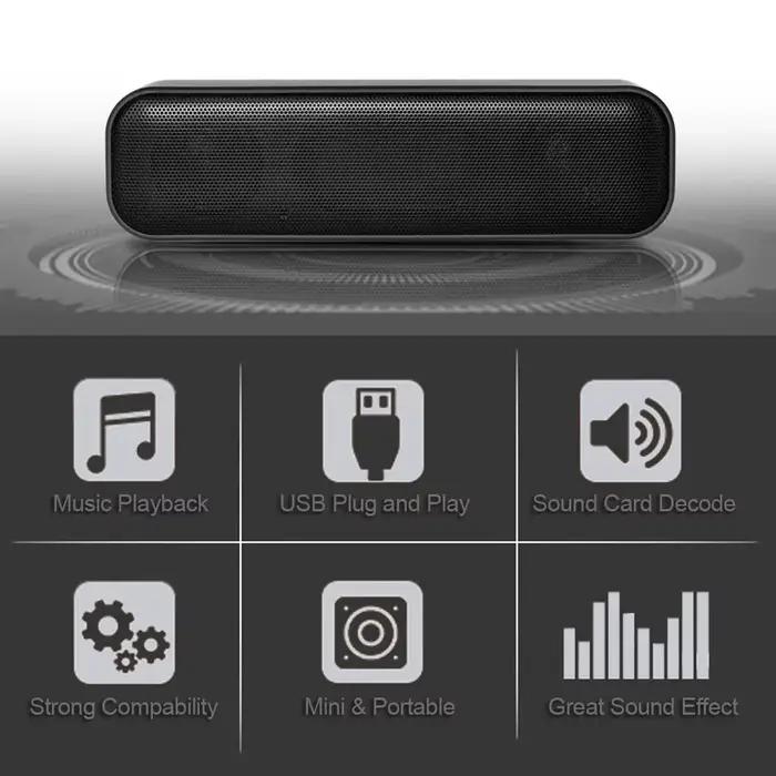 Barre De son haut-parleur Portable USB filaire ordinateur TV PC