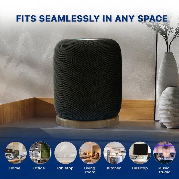 Support en bambou pour Homepod/HomePod 2 avec pieds antidérapants et résistant aux rayures