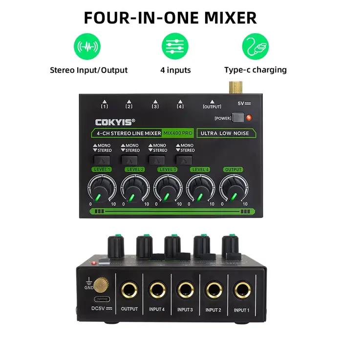 Table de mixage sonore professionnelle Top-Mix400 Pro 4 canaux avec éclairage RGB