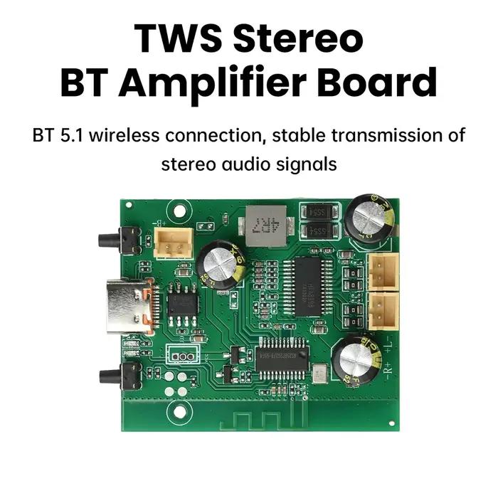 Amplificateur 10W+10W TWS Stéréo Module Audio 2 Canaux Bluetooth 5.0 Lecteur MP3 Récepteur Haut-Parleur