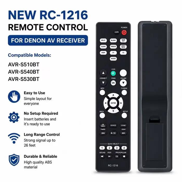 Nouvelle télécommande RC-1216 pour système audio amplificateur récepteur AV Denon AVR-S510BT AVR-S540BT AVR-S530BT