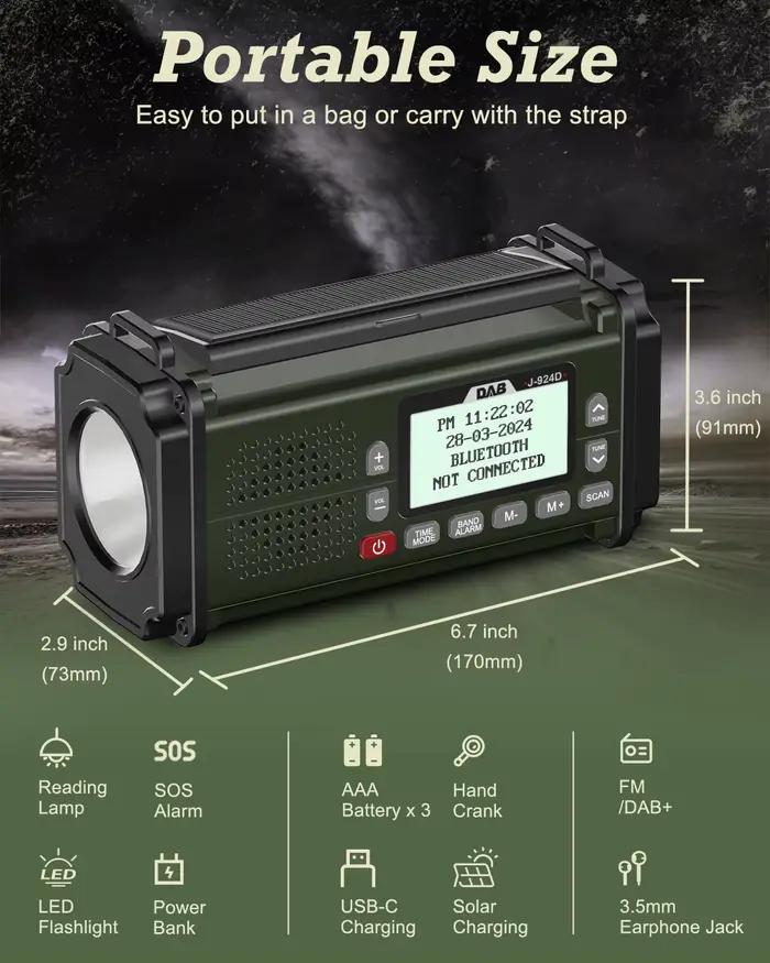 DAB + Radios FM Bluetooth haut-parleur 10000mAh PowerBan Radio d'urgence Portable récepteur