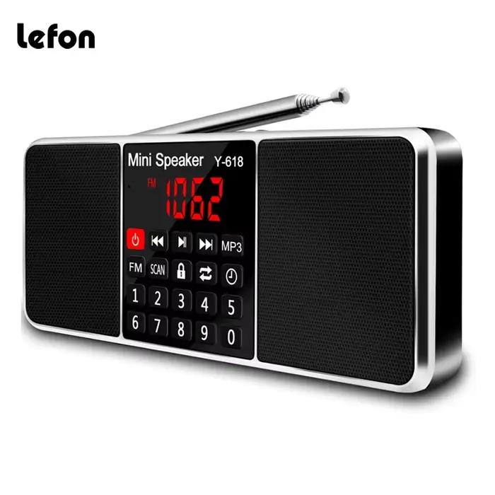 Radio FM numérique Lefon avec haut-parleur intégré, support USB, carte TF et écran LED pour usage portable et en extérieur
