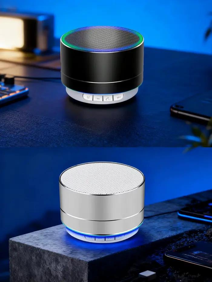 Haut-parleur Bluetooth lumineux RVB avec texture métallique