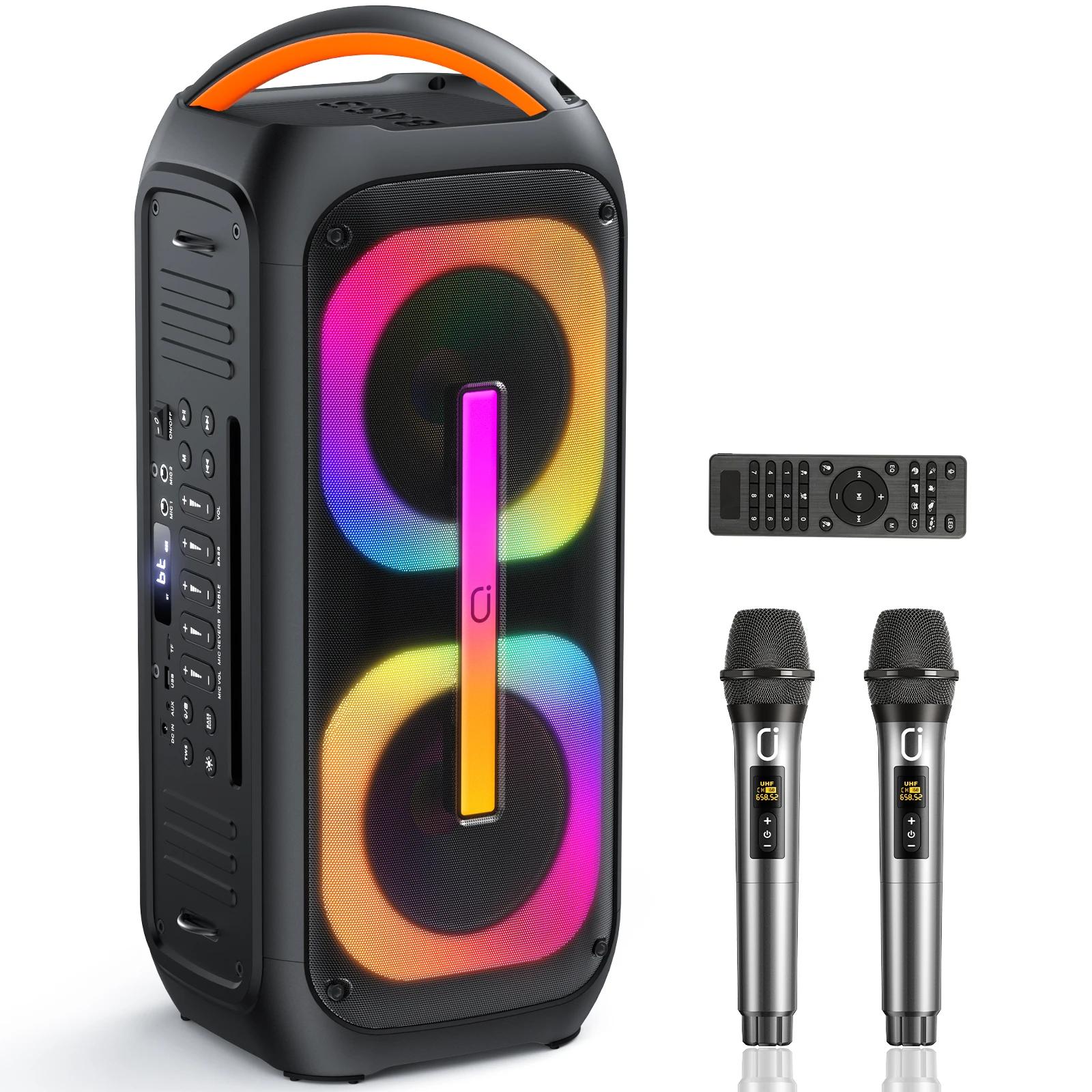 JYX Haut-parleur Bluetooth avec 2 caissons de basses doubles 60 W 6,5", son stéréo TWS, basses et en