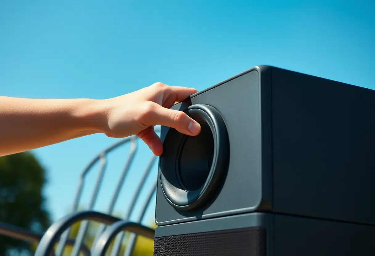 Main de jardinier réglant l'enceinte climatique
